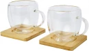 Termoklaaside komplekt bambusest alustega 250ml