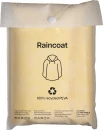 Waterproof poncho made of recycled PEVA. Inserted in recycled PET pouch with graphics