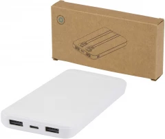 Adhil 10 000 mAh 10 W taaskasutatud plastist akupank kahe sisseehitatud kaabliga