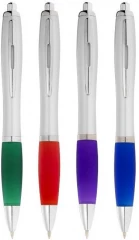 Nash ballpoint pen silver barrel and coloured grip