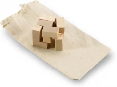 Wooden puzzle in cotton pouch