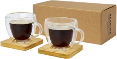 Termoklaaside komplekt bambusest alustega 100ml