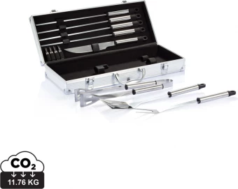 12-osaline grilltarvikute komplekt alumiiniumist karbis