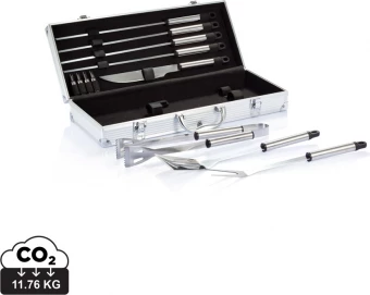 12-osaline grilltarvikute komplekt alumiiniumist karbis