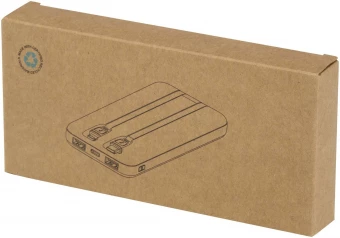 Adhil 10 000 mAh 10 W taaskasutatud plastist akupank kahe sisseehitatud kaabliga