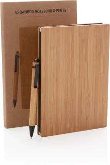Bambusest märkmiku (A5) ja pastapliiatsi komplekt
