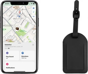 Globefind RCSrPolyester luggage tag with worldwide locating