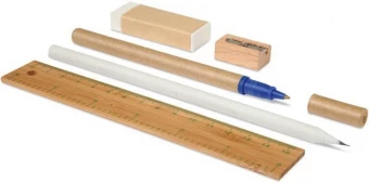 Kirjatarvetekomple komplekt Ecoset 1-värvilise trükiga pinalil (pinailil + joonlaual