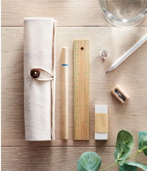 Kirjatarvetekomple komplekt Ecoset 1-värvilise trükiga pinalil (pinailil + joonlaual