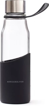 VINGA Lean Glass Water Bottle, black