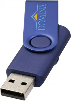 Pöörleva logoplaadiga USB-mälupulk Metallic, 4 GB