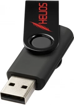Pöörleva logoplaadiga USB-mälupulk Metallic, 4 GB