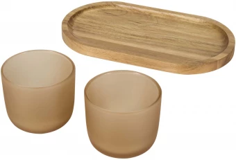 Puidust serveerimisalus klaasidega