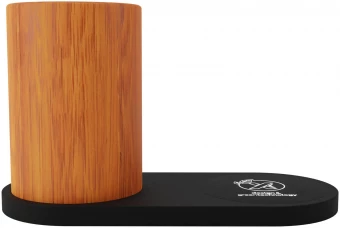 SCX.design W17 10W valgustatud logoga traadita laadija ja bambusest pliiatsihoidja