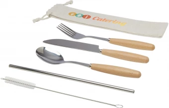 Root 5-piece stainless steel and beech wood cutlery set
