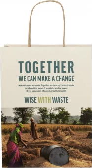 Taaskasutatud materjalist paberkott, keskmine