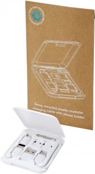 Taaskasutatud plastikust laadimisjuhe-mobiilihoidja Savvy
